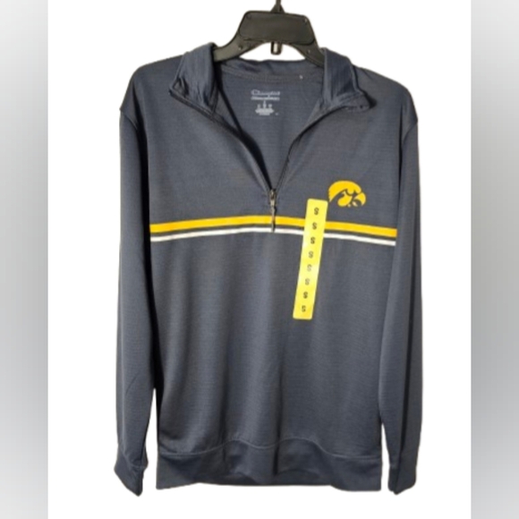 Champion Iowa Hawkeyes Gray 1/4 Zip Long Sleeve Shirt Men's Size Small NWT - Picture 1 of 10